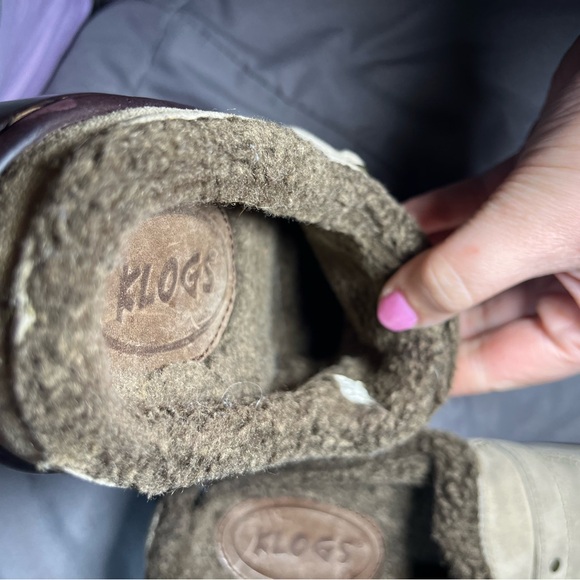 Klogs Brown Suede Fuzzy Lined Clogs Women’s 7.5 Comfort Shoes - Picture 8 of 9